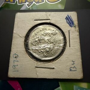1970 Canada 50 Cents Coin in Cardboard Flip